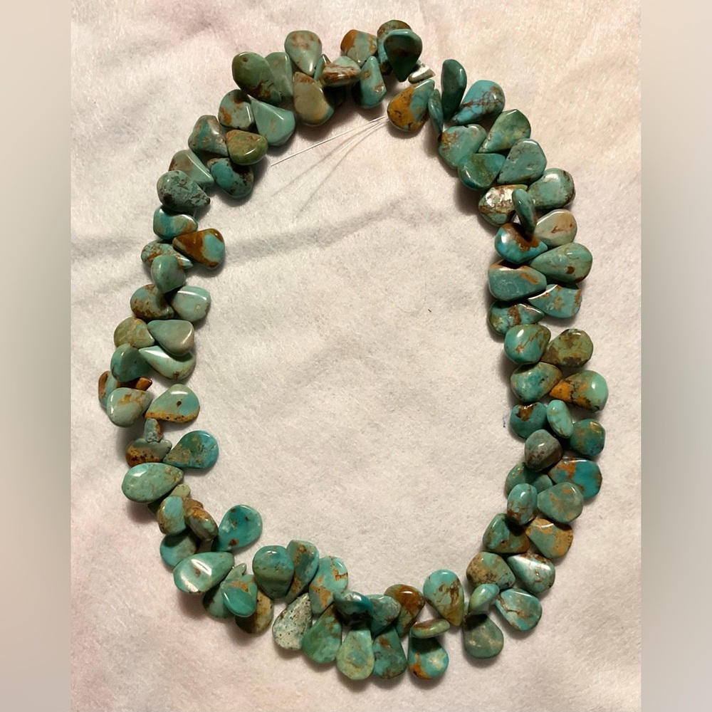 18” Strand of Bluejoy Teardrop Natural American Turquoise 10x14mm